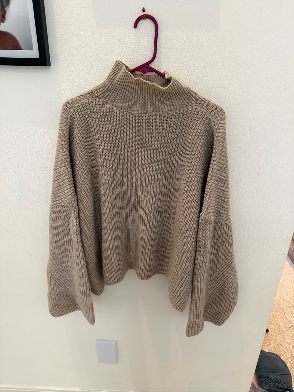 Topshop Chunky Ribbed Turtleneck Sweater - Beige